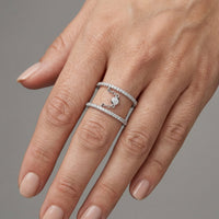 Double Band Chain Link Diamond Ring in 14K Yellow Gold