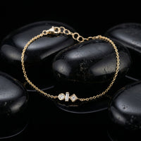 Geometric Trio Charm Diamond Bracelet in 14K Gold