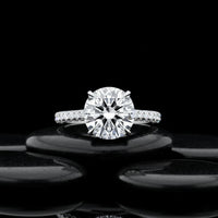 Round Cut Diamond Pave Engagement Ring in 18K White Gold
