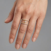 Double Band Chain Link Diamond Ring in 14K Yellow Gold