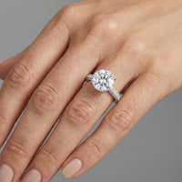 Round Cut Diamond Pave Engagement Ring in 18K White Gold