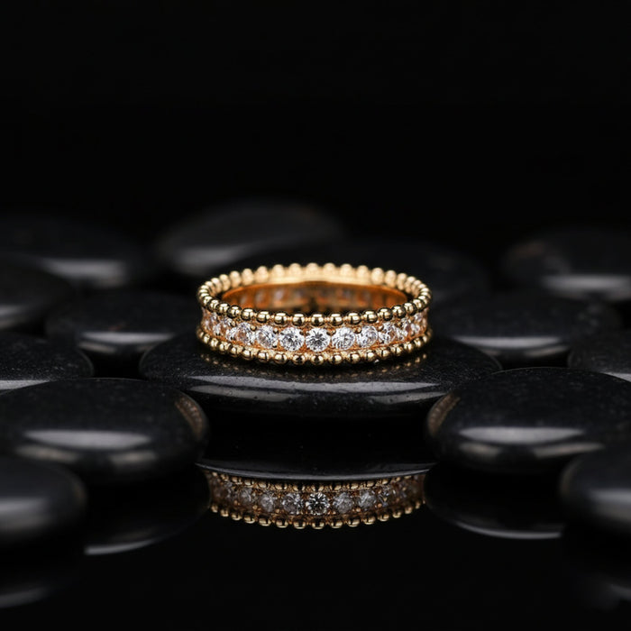Round Textured Diamond Stacking Ring in 14K Gold