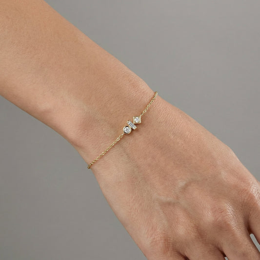 Geometric Trio Charm Diamond Bracelet in 14K Gold