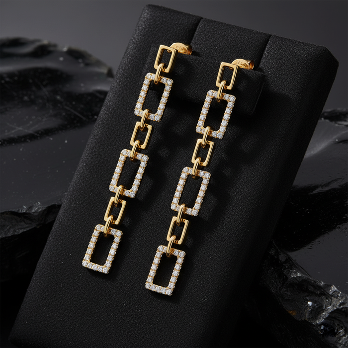 Diamond Comet Drop Earrings in 14K Yellow Gold