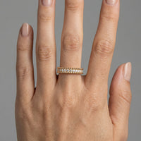 Round Textured Diamond Stacking Ring in 14K Gold