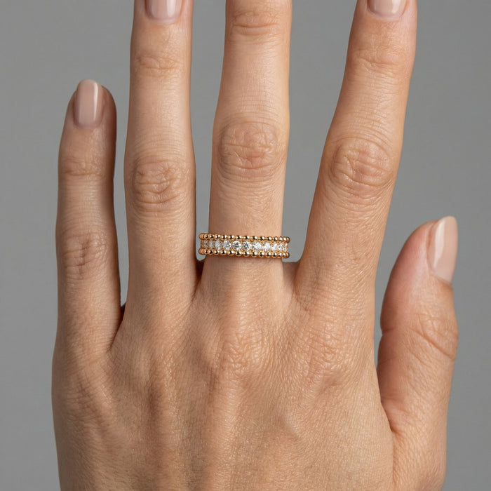 Round Textured Diamond Stacking Ring in 14K Gold