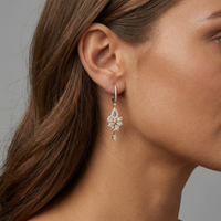 Cluster Diamond Teardrop Dangle Earrings in 14K Yellow Gold