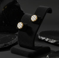Golden Bloom Diamond Cluster Stud Earrings in 14K Yellow Gold