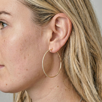 Micro Pave Slim Hoop Earrings in 14K Yellow Gold