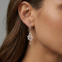 Cluster Diamond Teardrop Dangle Earrings in 14K Yellow Gold