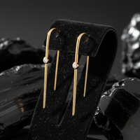 Bezel Diamond Threader Earrings in 14K Yellow Gold