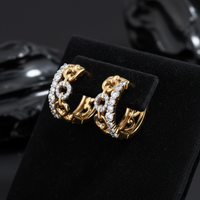 Diamond Huggie Bezel Set Hoop Earrings in 14K Yellow Gold