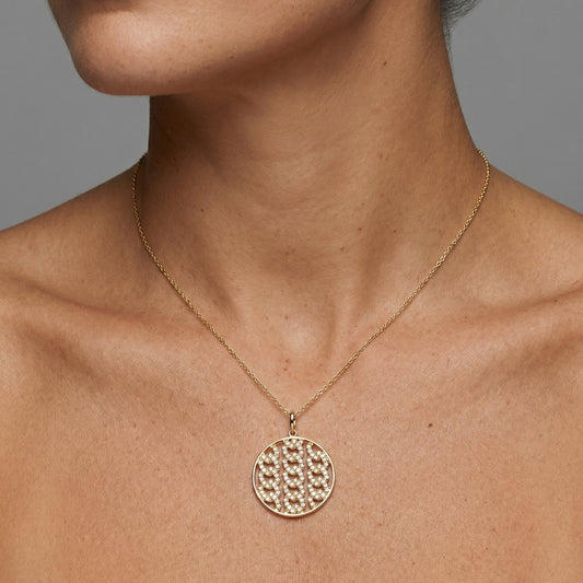 Openwork Chain Medallion Pendant Necklace in 14K Yellow Gold