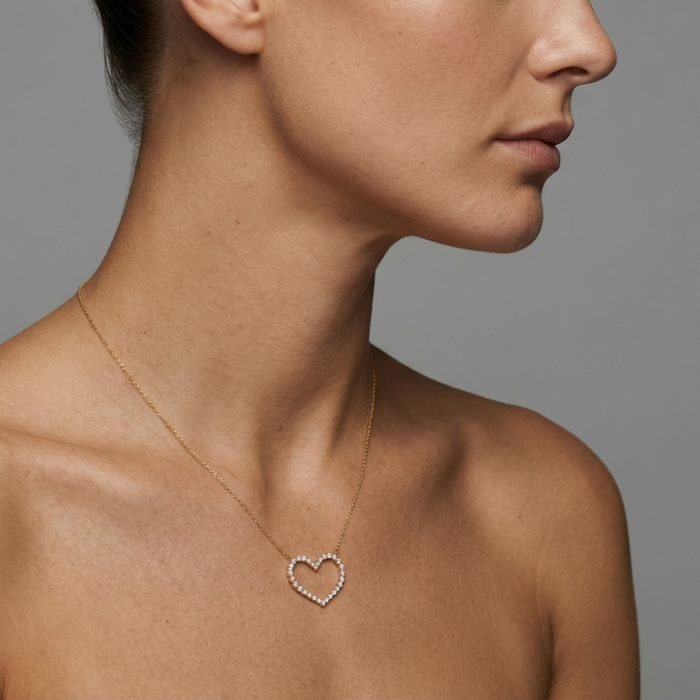 Heart Shape Pendant Necklace in 14K Yellow Gold