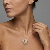 Openwork Chain Medallion Pendant Necklace in 14K Yellow Gold