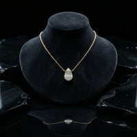 Teardrop Baguette Diamond Pendant Necklace in 14K Yellow Gold