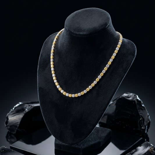 Yellow & White Lab Diamond Tennis Necklace in 14K Yellow Gold