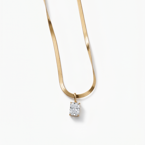 Radiant Signature Herringbone 14K Yellow Gold Necklace