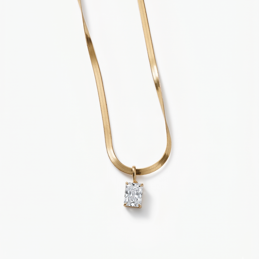 Radiant Signature Herringbone 14K Yellow Gold Necklace