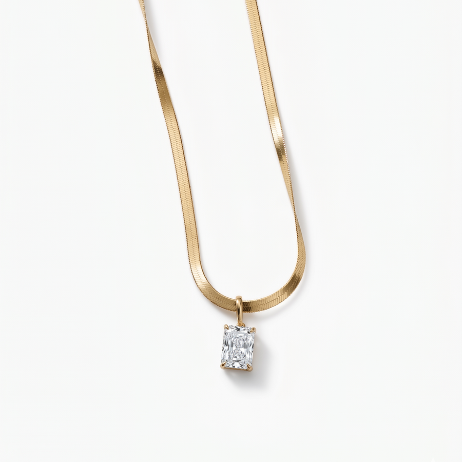 Radiant Signature Herringbone 14K Yellow Gold Necklace