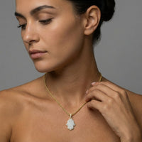 Protective Diamond Charm Hamsa Necklace in 14K Gold