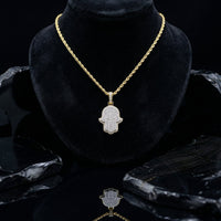 Protective Diamond Charm Hamsa Necklace in 14K Gold