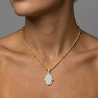 Protective Diamond Charm Hamsa Necklace in 14K Gold