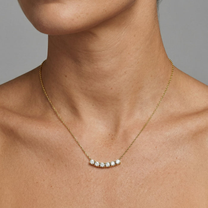 Petite Diamond Curved Necklace in 14K Gold