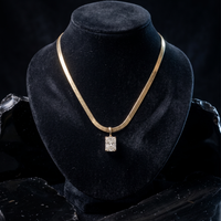 Radiant Signature Herringbone 14K Yellow Gold Necklace