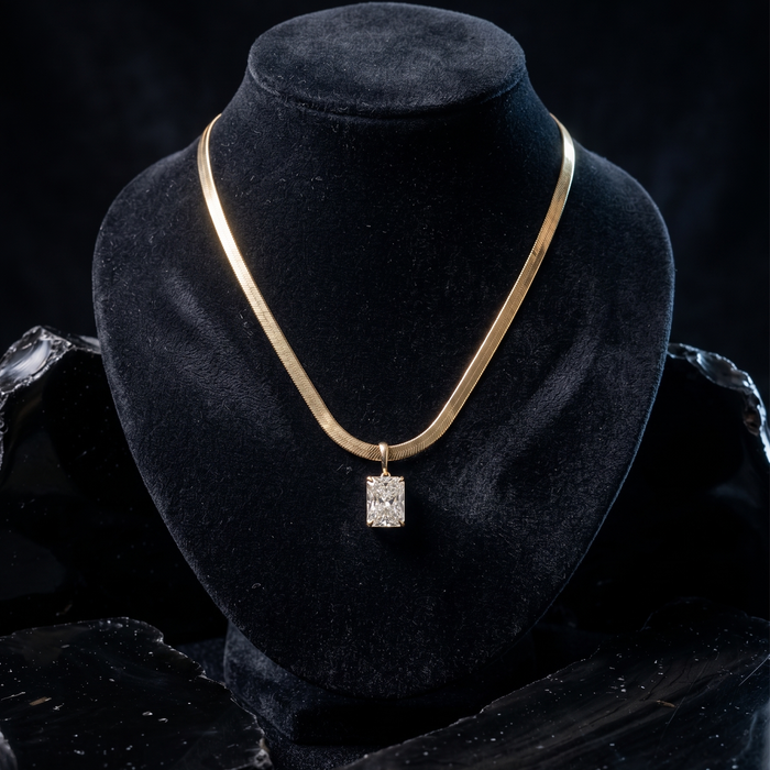 Radiant Signature Herringbone 14K Yellow Gold Necklace