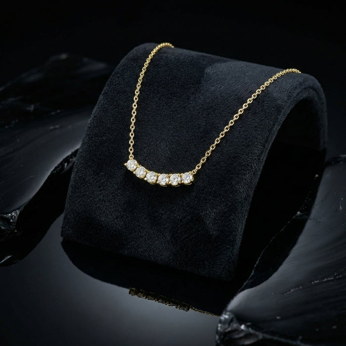Petite Diamond Curved Necklace in 14K Gold