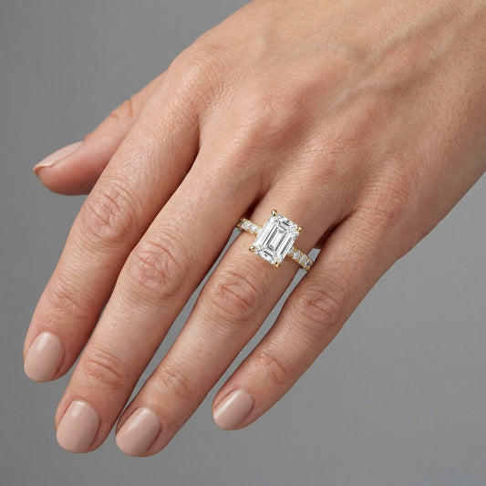 Emerald Cut Solitaire Diamond Engagement Ring in 18K Gold