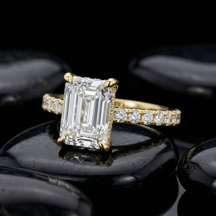 Emerald Cut Solitaire Diamond Engagement Ring in 18K Gold