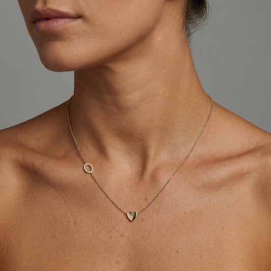Gold Heart 14K Oval Pendant Necklace