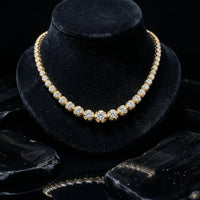 Graduated Illusion Setting Tennis Necklace in 14K Yellow Gold