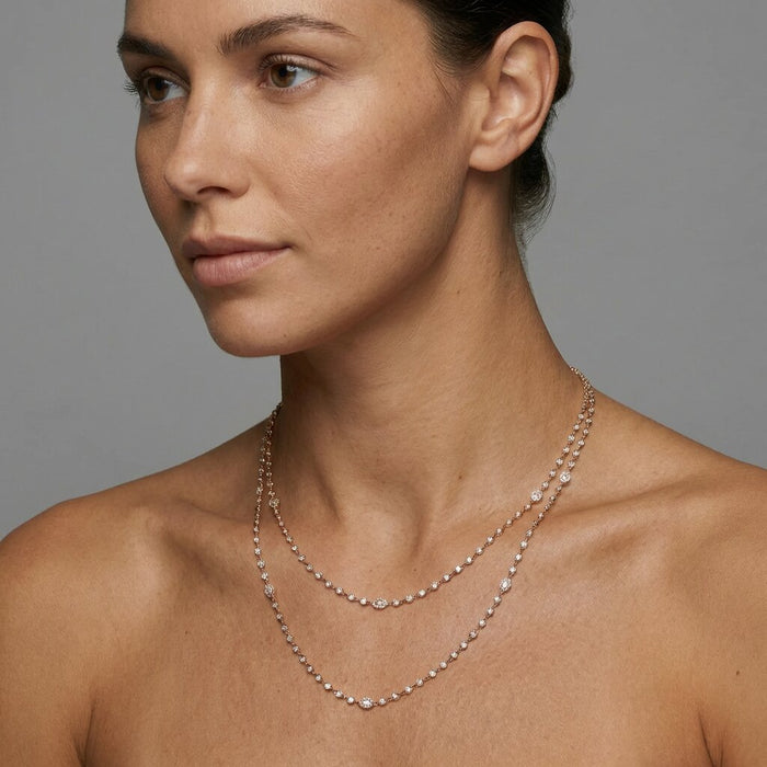 Pear Diamond Station Necklace in 18K Yellow Gold