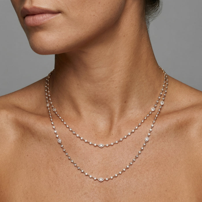 Pear Diamond Station Necklace in 18K Yellow Gold