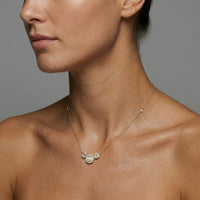 Baguette Diamond Round Pendant Necklace in 14K Yellow Gold