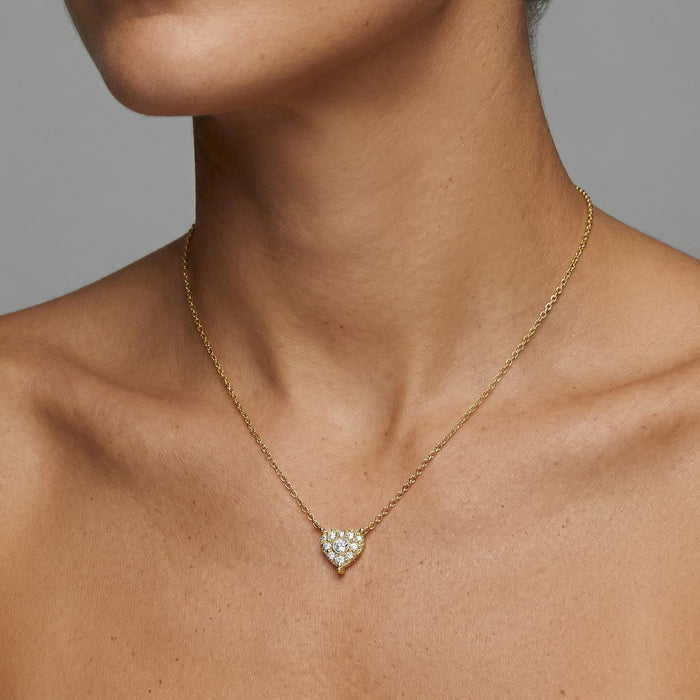 Diamond Heart Cluster Pendant Necklace in 14K Gold