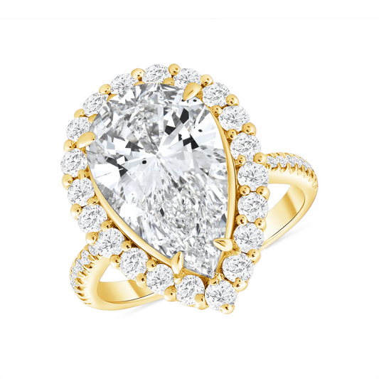 Pear Shape Halo Diamond Engagement Ring in 18K Gold