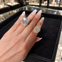 Luxury Diamond Duo Cushion Cut & Pear Halo Rings in 14K White Gold