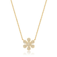 Diamond Flower Necklace in 14K Yellow Gold