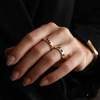 Multi Shape Ruby Diamond Accent Band Ring in 14K Yellow Gold