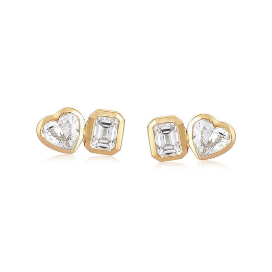 Premium Diamond Stud Earrings in 14K Yellow Gold