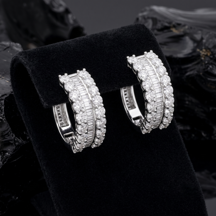 Diamond Huggie Earrings in 14K White Gold