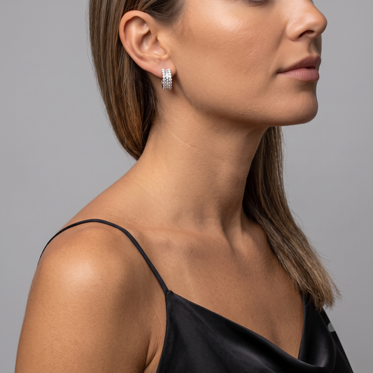 Diamond Huggie Earrings in 14K White Gold