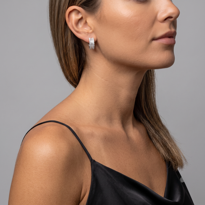 Diamond Huggie Earrings in 14K White Gold