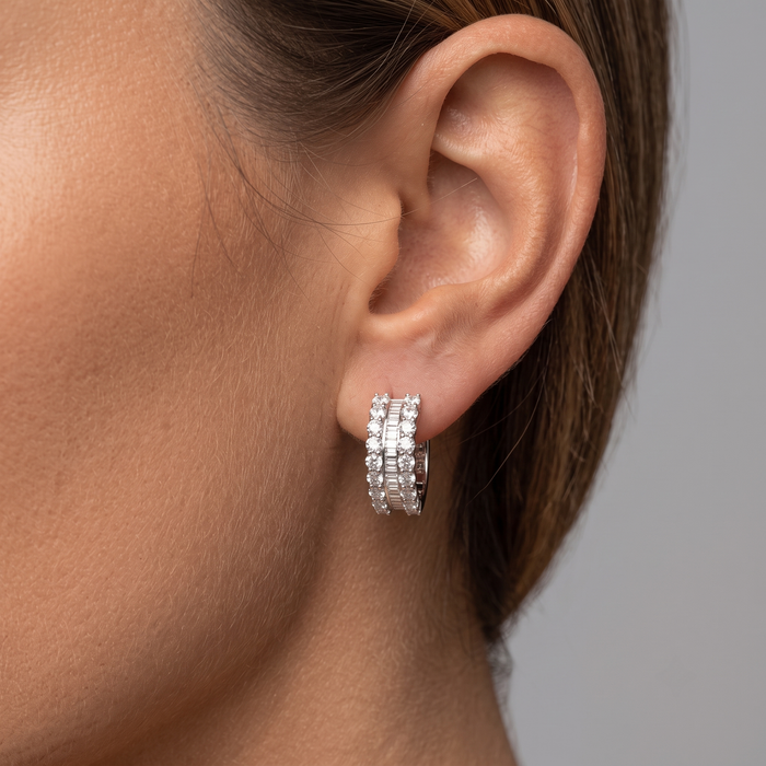 Diamond Huggie Earrings in 14K White Gold