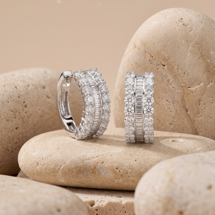 Diamond Huggie Earrings in 14K White Gold