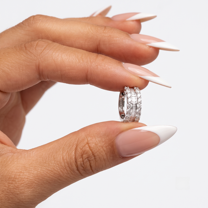 Diamond Huggie Earrings in 14K White Gold